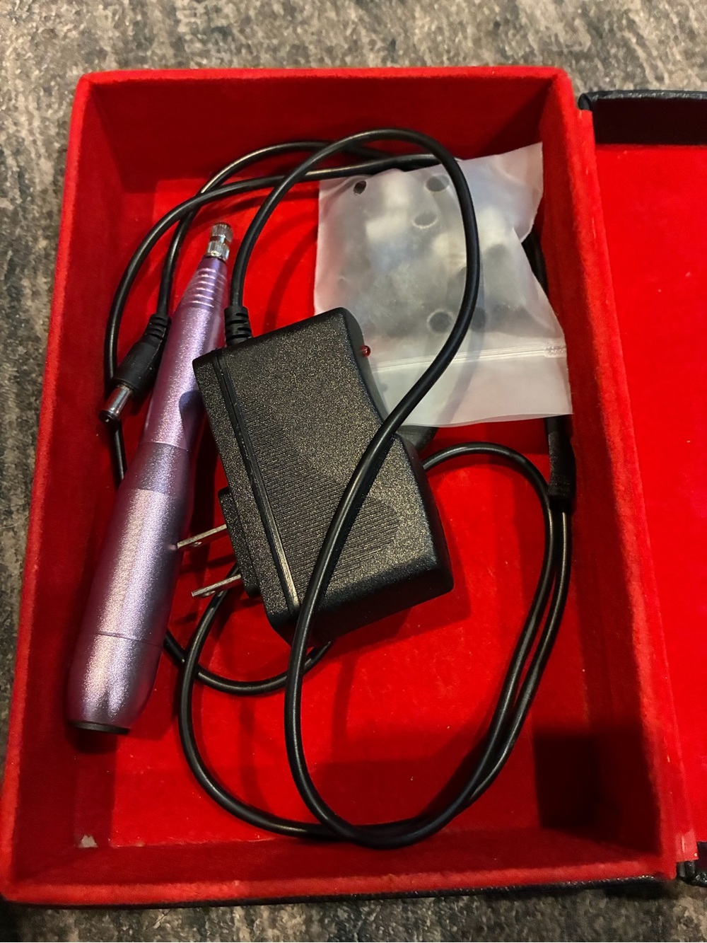 Portable Purple Electric Nail Drill with Power Adapter